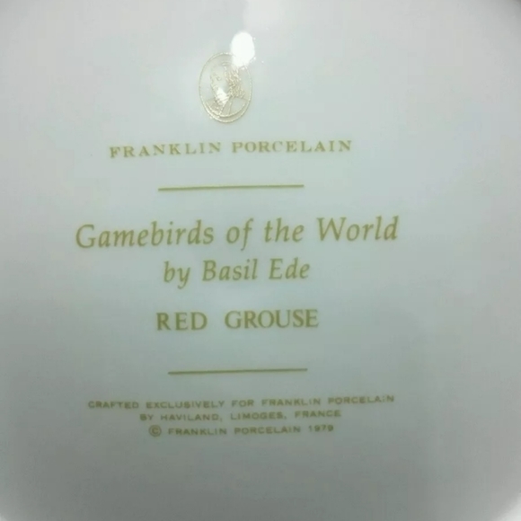 Red Grouse By Franklin Porcelain Collectable Plate - Picture 4 of 5